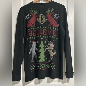 Ugly Christmas Holiday Believe Unicorn Bigfoot Sweater XL Black by Dec. 25th